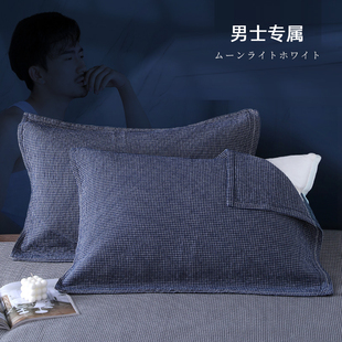枕巾男生2025年新款枕头毛巾一只一个装男士沙布纯棉纱布100全棉