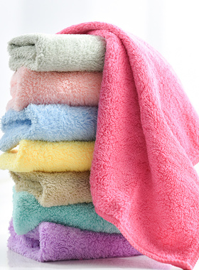 6条超吸水珊瑚绒小方巾毛巾帕子女小块毛巾方巾搽手巾正方形四方