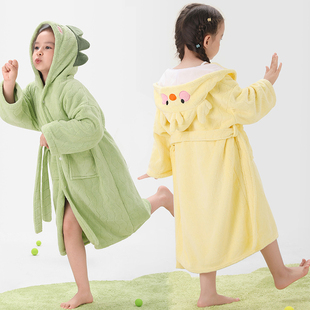 儿童浴袍冬季洗完澡穿的浴衣女童可穿式连帽浴巾男童孩专用吸水