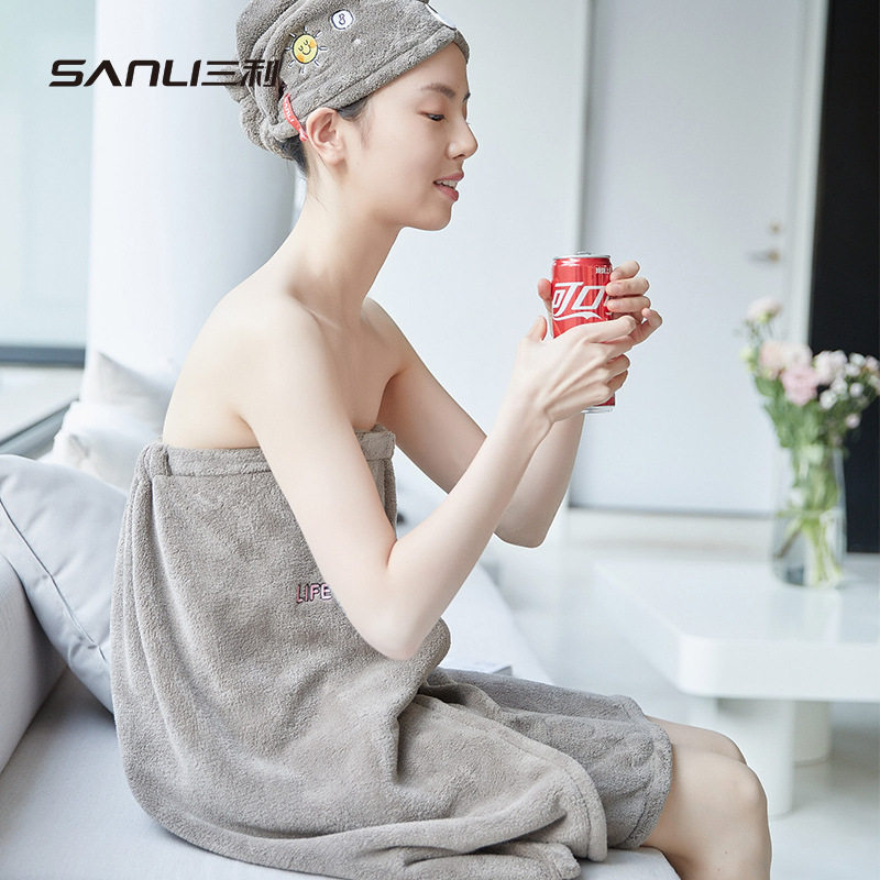 三利浴巾可穿式女性ins风浴裙珊瑚绒浴巾裙女款可穿可裹冬季新款