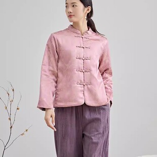 冬装新中式复古从丝提花双色短款棉衣唐装短棉服对襟保暖女外套