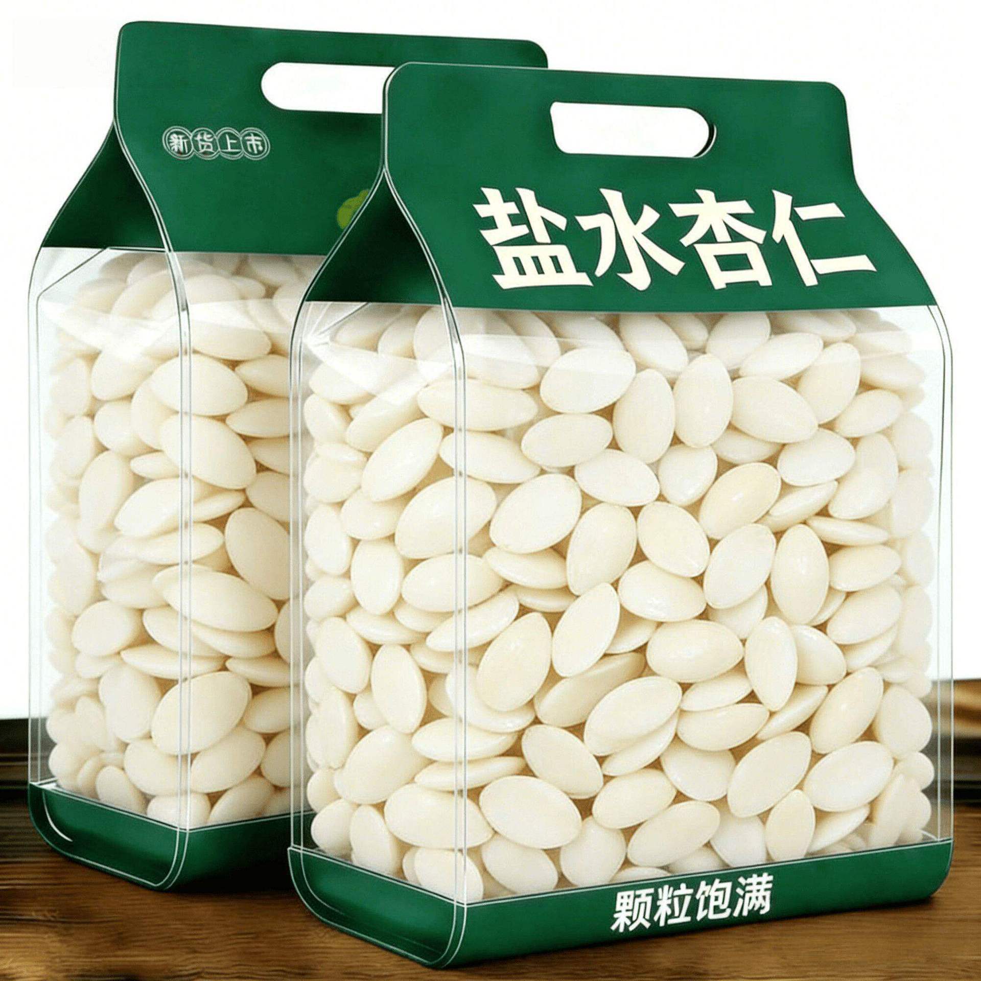 盐水杏仁】去皮脱苦湿杏仁脆嫩腌臜宴席凉拌袋装杏仁瓣下酒菜凉菜