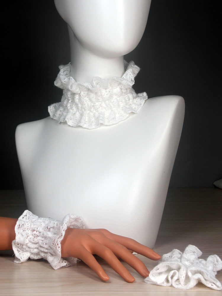 BRUSHED LACE RUFFLE CUFFS TRIMMED AUTUMN AND WINTER WARM SWEATER SWEATER FALSE COLLAR NECK SLEEVE VERSATILE TURTLENECK WOMEN