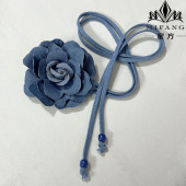 潮牛仔蓝山茶花系腰绳时尚 腰带大花多用绑带颈饰配饰 百搭甜美长款