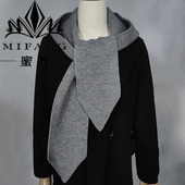 秋冬连帽披肩氛围感减龄厚毛线针织围巾帽子一体保暖洋气装 饰假领