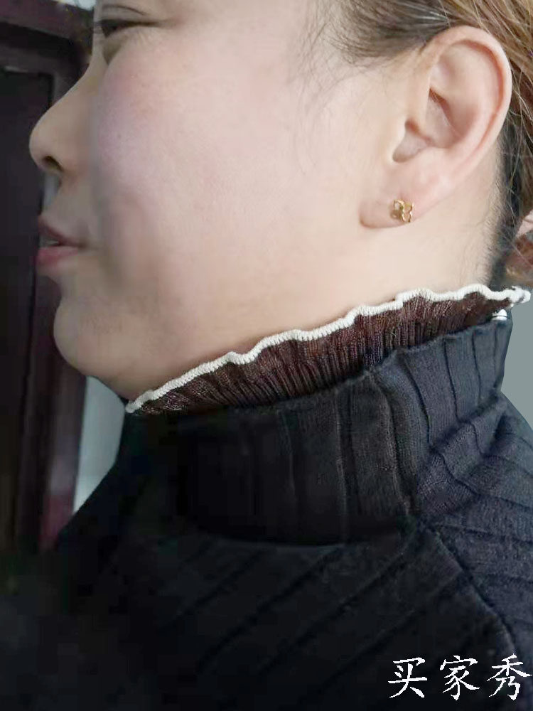 KOREAN VERSION OF KNITTED RUFFLES NECKLINE DECORATION NECK ORNAMENT WOOLEN SMALL STAND COLLAR AUTUMN AND WINTER TEMPERAMENT NECKLACE FALSE COLLAR ACCESSORIES WOMEN