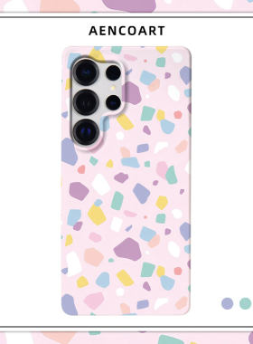「淡粉水磨石」适用三星GalaxyS26Ultra手机壳S25u半包磨砂硬壳S24+保护套plus全包肤感大理石纹原创ins甜美