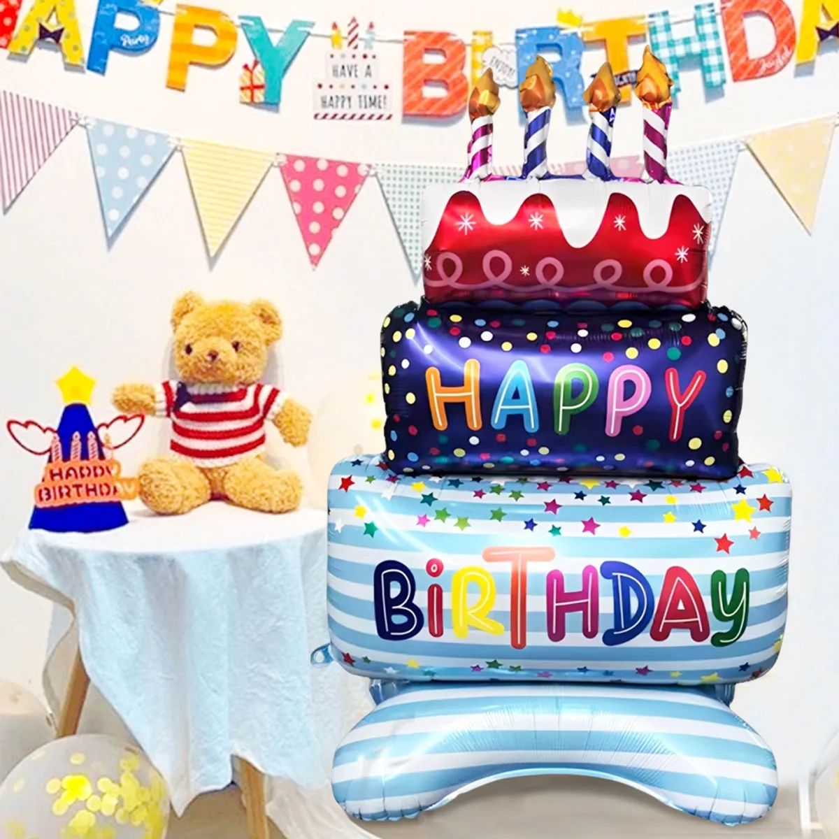 1pc blue and white cake balloon, suitable for dessert party,