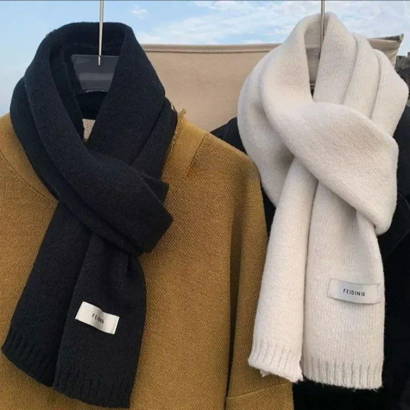 Winter Thermal Knitted Scarf Unisex Solid Color Neck Shawl W