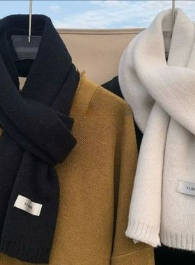 Winter Thermal Knitted Scarf Unisex Solid Color Neck Shawl W
