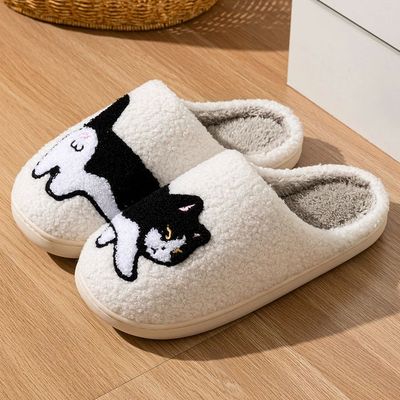Women's Slippers Winter Indoor Warm Cute Cartoon Cat Bedroom