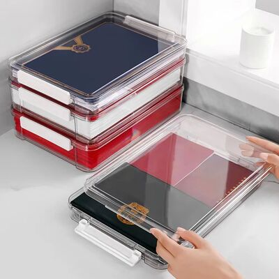 Stackable A4 Stackable Storage Box Transparent Plastic Docum