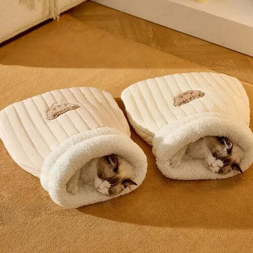 Warm Cat Sleeping Bag Semi-Enclosed Cats Dogs Pad Soft Plush