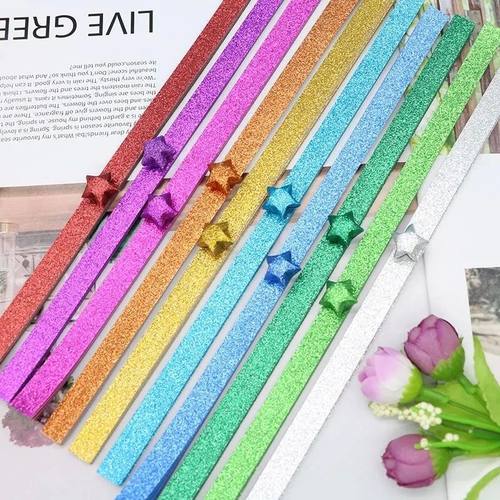 Thickened Glitter Powder Handmade Origami Quilling Star Pape