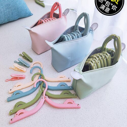 Storage bag, foldable travel clothes hanger, drying rack