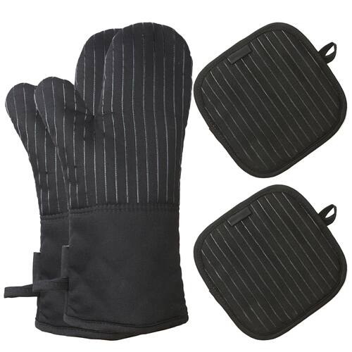 Aoresac Cotton Silicone Oven Mitts Heat Resistant Non-Slip B