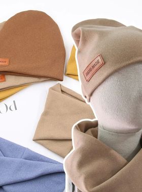 2Pcs/Lot Faux Cashmere Baby Turban Hats Scarf Set Newborn