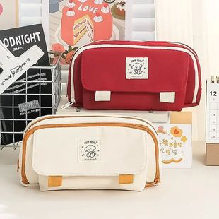 Cute Big Capacity Pencil Case with 3 Compartments for Statio