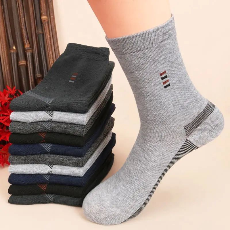 5 Pairs Men's Long Socks Soft Comfortable Wear-resistant Stu