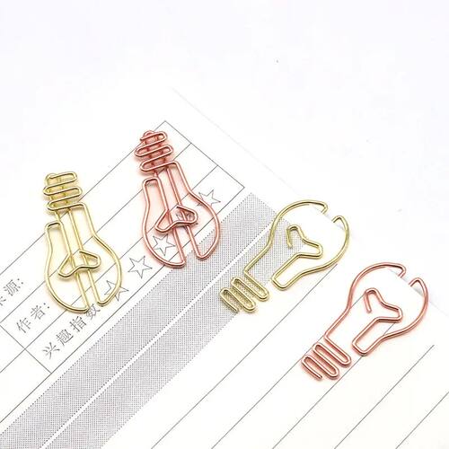 Light Bulb Shaped Paper Clip Wholesale Metal Bookmark Office