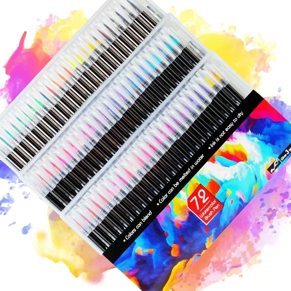 12-72 Colors Watercolor Brush Pens Art Marker Pen Drawing Co