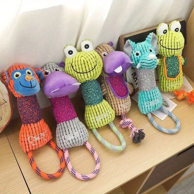Dog Toy Animals Shape Bite Resistant Squeaky Toys Corduroy D