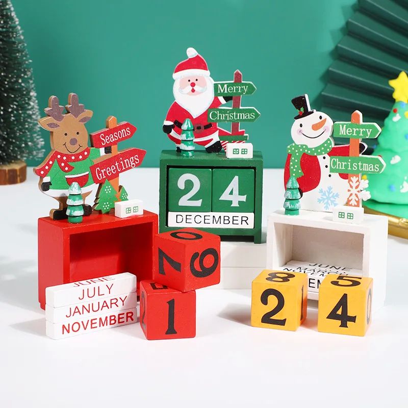 Wooden Christmas Countdown Calendar Santa Claus Snowman DIY
