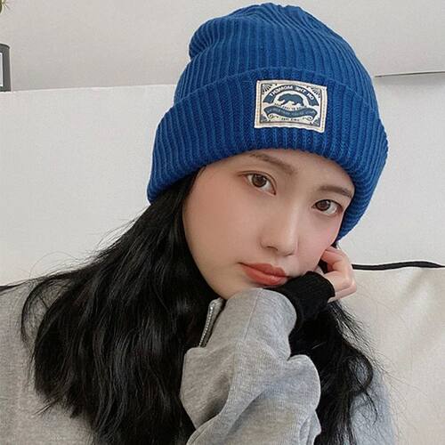 Unisex Knitted Brimless Hat Beanie Solid Cartoon Bear Print