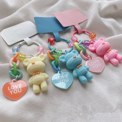 Cartoon Bear Flower Hanging Phone Chain for IPhone Girls Cel