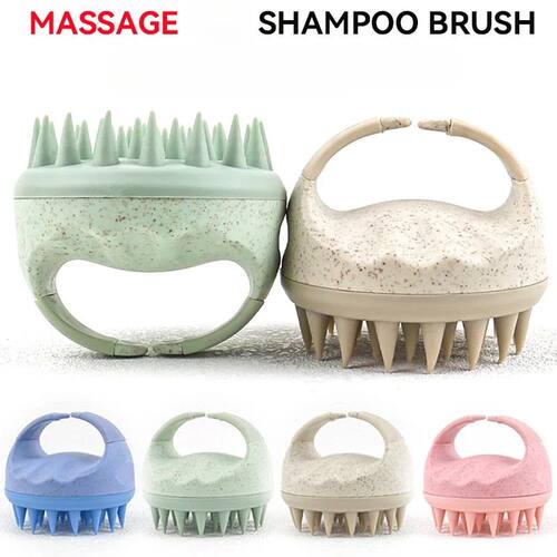 Silicone Shampoo Brush Wheat Straw Scalp Massage Brushes Hai