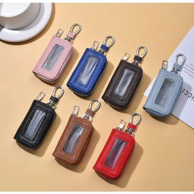 1PCS New Unisex Genuine Leather Key Wallet Men Casual Zipper