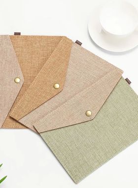 1PC A4/A5 Imitation Linen Big Capacity Document Bag Simple C