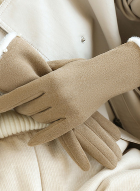 German velvet gloves for women in winter with added velvet