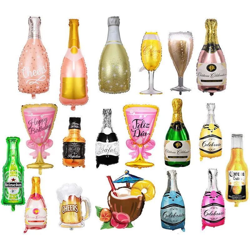 1Pcs Champagne Root Beer Bottle Series Aluminium Balloons Fa