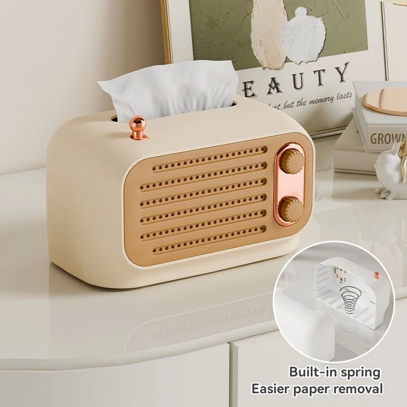1pc Radio Model Tissue Box Napkin Case Spring Automatic Lift