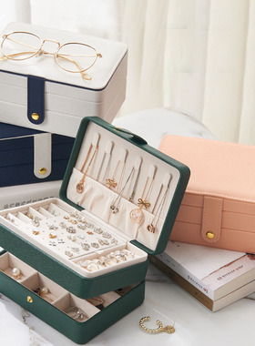 Earrings necklace jewelry storage jewelry box leather multif