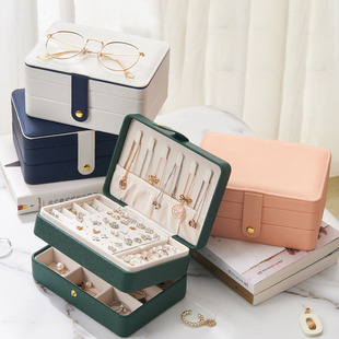 Earrings necklace jewelry storage jewelry box leather multif