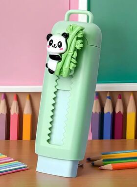 Push pull eraser Cartoon Panda  Sliding Retractable Pencil E