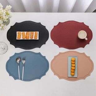 Leather Placemat Tableware Pad Irregular Retro Table Mat Hea