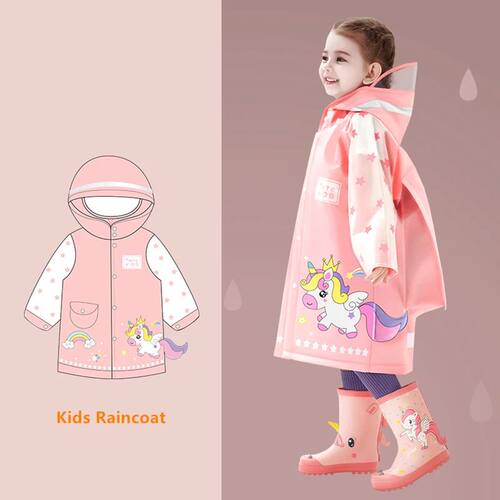 Cute Kids Raincoat Wateproof Children Dinosaur Unicorn Rain