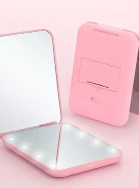 Mini Compact Led Makeup Mirror With Light 2X Magnifying Smal
