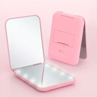 Mini Compact Led Makeup Mirror With Light 2X Magnifying Smal