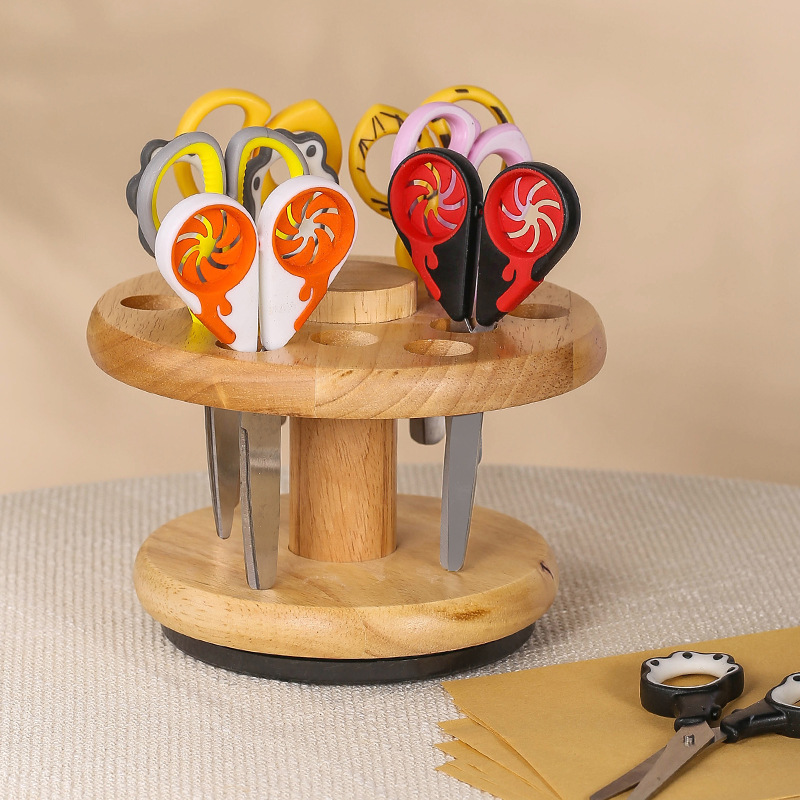 Hair wooden rotating scissors barbershop storage rack