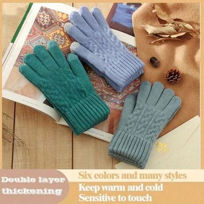 Warm women gloves for autumn winter touch screen double laye