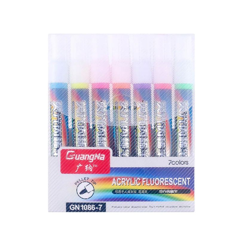 Fluorescent Acrylic Pen Markers Pen 7 Colors Set Stationery