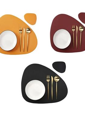 Inyahome Dining Leather Black Placemats Set of 1/4/6 Washabl
