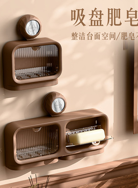 Suction cup, soap box with water drainage, retro flip cover