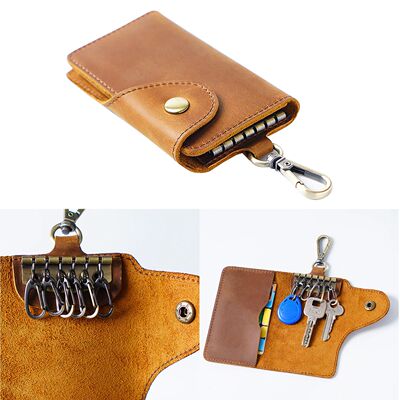 Multi-functional Leather Waist Key Pouch Organizer with Card