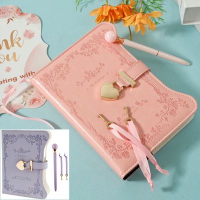 B6 360 Pages PU Leather Book with Lock Diary Thickened Creat