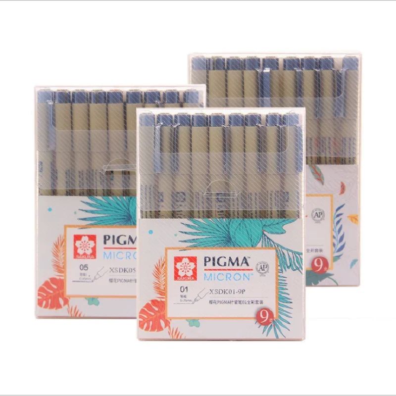 12PCS Sakura Pigma Micron Pen Neelde Soft Brush Drawing Pen